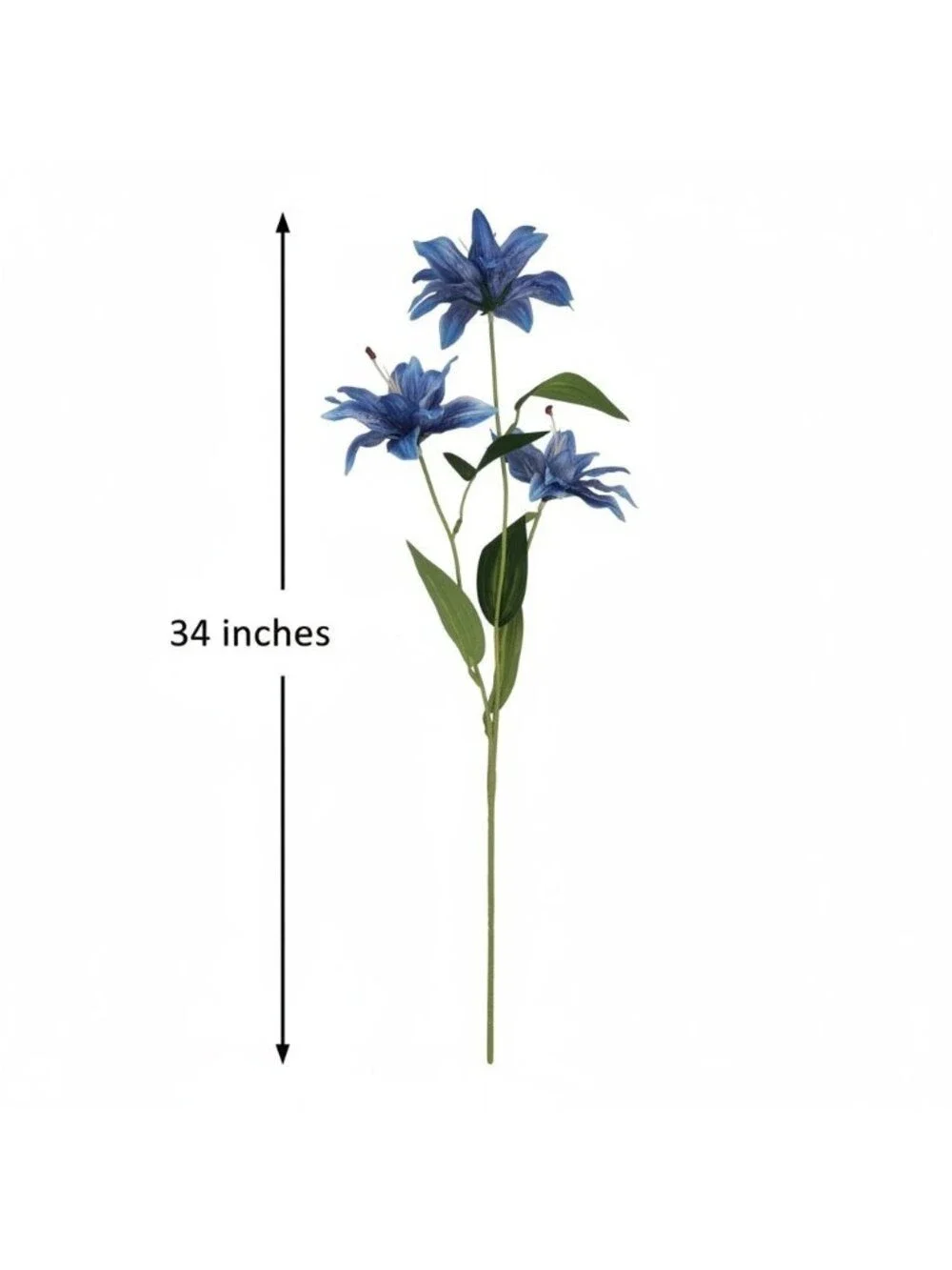 Luxury Artificial Tiger Lily Stem 34 Inch | Blue Faux Lily | Designer Artificial